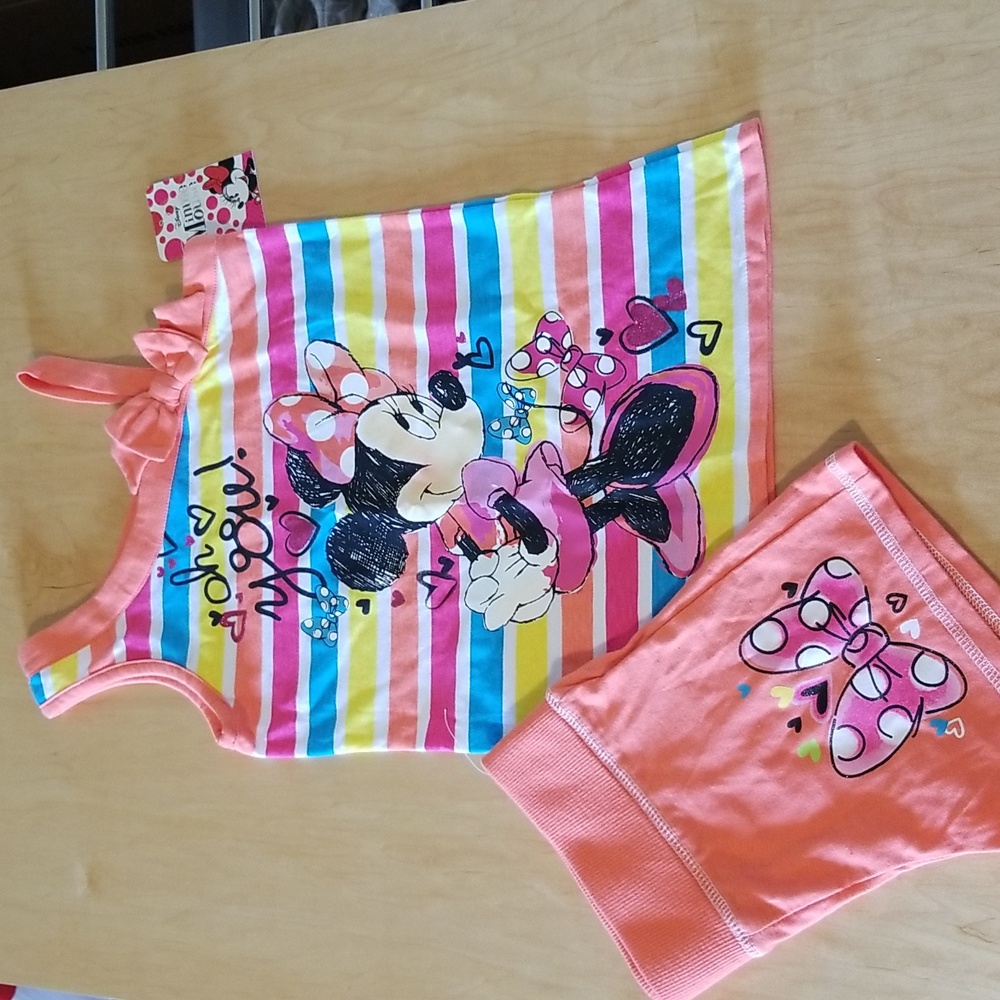 New Disney Minnie Mouse Colorful Striped Set Size 7/8 NWT - Picture 2 of 8